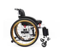 CFMAIF Folding Sports Wheelchair, Lightweight Self-propelled Wheelchair for Adults, Aluminum Alloy Trolley for Disabled(Size:40cm/15.7in seat,Color:Golden)