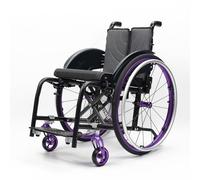 CFMAIF Folding Wheelchair with Handbrakes, Portable Aluminum Alloy Boarding Travelling Chair for Adults & Kids, Quick Release Rear Wheels(Purple,40cm/15.7in Seat)