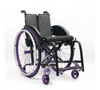 CFMAIF Portable Wheelchair Ultra Lightweight Foldable for Adults and Kids (26lbs) Self-propelled Manual Boarding Travelling Chair, Aluminum Alloy(Purple,43cm/16.9in Seat)
