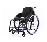 CFMAIF Portable Wheelchair Ultra Lightweight Foldable Manual Chair, Aluminium Alloy, Removable Tires, Anti-Tip Wheels, for Aircraft, Travel(Purple,40cm/15.7in Seat)