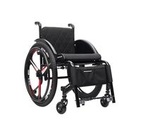 CFMAIF Ultra-Lightweight Aluminum Wheelchair, Outdoor Manual Wheelchairs For Adults, with Handbrakes And Quick Release Rear Wheels & Anti-Tip Wheels(38cm/14.9in seat,Black)