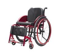 CFMAIF Ultra Lightweight Self-propelled Wheelchair, Portable Aluminum Sports Chair with Handbrakes and Quick Release Rear Wheels & Anti-Tip Wheels(Red,38cm/14.9in Seat)