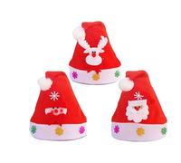 CFMOFFERS LED Light Up Christmas Hat Snowman Reindeer Santa Beanie Unisex Flashing Xmas Headware Headband for Women Men Holiday Party Festive Costume (3 x Mixed)