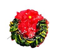 CFMOFFERS Multicolour Cartoon Wreath Christmas LED Flashing Brooch, 4.5cm Lapel Pin, 1 Count, Unisex