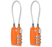 CFMOUR Luggage Locks - 3-Dial TSA Approved Suitcase Locks with Flexible Cable, Security Travel Combination Padlock for Suitcases Luggage Case Bag Code Lock - Orange (Pack of 2)