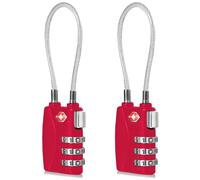 CFMOUR Luggage Locks - 3-Dial TSA Approved Suitcase Locks with Flexible Cable, Security Travel Combination Padlock for Suitcases Luggage Case Bag Code Lock - Red (Pack of 2)