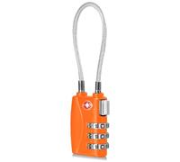 CFMOUR Luggage Locks - 3-Dial TSA Approved Suitcase Locks with Flexible Cable, Security Travel Combination Padlock for Suitcases Luggage Case Bag Code Lock - Orange (Pack of 1)