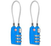 CFMOUR TSA Locks - 1, 2, 3, 4, 5, 6 Pack 3-Dial Travel Cable Combination Security Padlock for Suitcase Luggage Case Bag Code Lock - Blue (Pack of 2)