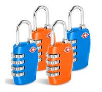 CFMOUR TSA Suitcase Locks - 1, 2, 3, 4, 5, 6 Pack 4-Dial Security Travel Combination Padlock for Suitcases Luggage Case Bag Code Lock - 2Blue&2Orange (Pack of 4)