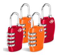 CFMOUR TSA Suitcase Locks - 1, 2, 3, 4, 5, 6 Pack 4-Dial Security Travel Combination Padlock for Suitcases Luggage Case Bag Code Lock - 2Red&2Orange (Pack of 4)