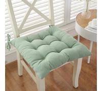 CFMYTX Thicken Corduroy Chair Cushion, Solid Color Seat Cushion Non Slip Dining Chair Pads with Ties, Student Rectangular Board Stool Cushion(Green,16"x16"x2")