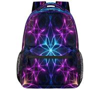 cfpolar 18 Inch Backpack Glowing Mandala Pattern Kids School Backpacking Shoulder Bag School Bookbag for Women Men Lightweight Gym Travel Bag with Water Bottle Pocket Sports Schoolbag Casual Daypack