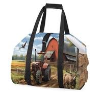 cfpolar Farm Deer Tractor Field Firewood Log Carrier with Handle, Large Capacity Firewood Storage Bag Wood Carrying Tote Bag Fireplace Wood Stove Accessories Holder for Camping Fireplace BBQ