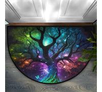 cfpolar Half Round Door Mat Tree of Life Butterfly Non-Slip Semi Circle Area Rug Washable Semi Circle Floor Rug for Indoor Outdoor Living Room Bathroom Kitchen Patio Hearth Rugs Home Decoration