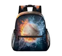 cfpolar Kids Backpacks for Boys, Toddler Backpack Preschool Kindergarten Elementary, B-fire Lightning Baseball, M