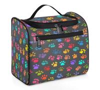 cfpolar Toiletry Bag for Women, Colorful Animal Footprints Hanging Travel Toiletry Bag, Cosmetic Makeup Organizer for Toiletries and Cosmetics, Bathroom Shower Bags with Handle and Hook
