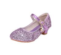 cfpqv Mary Jane Shoes Women's Strappy Pumps Glitter Heel Shoes Women's Shoes Elegant and Comfortable Ballet Flats Low Shoes Dance Shoes Evening Shoes Cosplay Party Costume Princess Dress Shoes, purple