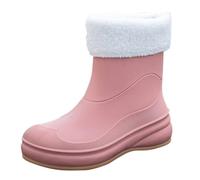 cfpqv Wellington Boots Women's Short Rain Boots Lined Rubber Boots Non-Slip Garden Shoes Ankle Boots Rubber Shoes Rain Boots Waterproof Ankle Boots Rain Shoes Wellington Boots Rain Boot, red, 5 UK