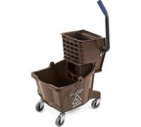 CFS Plastic Commercial Mop Bucket with Side-Press Wringer, 26 Quarts, Brown