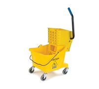 CFS Plastic Commercial Mop Bucket with Side-Press Wringer, 26 Quarts, Yellow
