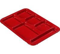 CFS Right-Hand 6-Compartment Tray, 10" x 14", Red, (Pack of 24)