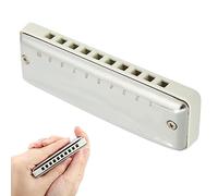 CFTGIW 10-Hole Harmonica Blues Db Key Harp Portable Musical Instrument Beginner PracticeRed Steel Cover and to P 10-Hole HarmonicaHarmonicaBlues HarmonicaDb Key 10- HarmonicaMusical (White)