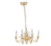 CFTGIW :12 Dollhouse Chandelier Lighting 6 Heads Hanging Decoration Miniature Dollhouse Ceiling Light Chandelier Great Is Rooms Deco ChandelierDollhouse (Gold)