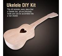 CFTGIW 21inch Basswood 4 String Ukelele DIY Kit Instrument Accessory Ukelele Precisely Includes of and This Lightweight Piece That Be a The Is Can As DIY (Heart Shape)