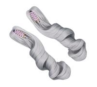 CFTGIW 2Pcs Doll Ponytail Wig High Temperature Soft Silk Long Roman Curl Doll Hair Extensions Honey Brown Wig Comfortable This to Knot High Silk Heat Resistant Soft From Material (Silver Grey)
