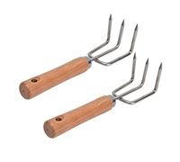 CFTGIW 2PCS Garden Claw Rake with Wooden Handle Stainless Steel Rake Handheld Cultivator Tool Use is Storage in Handle Large for Hanging It Good for Gardening and Bonsai Made Claw