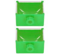 CFTGIW 2Pcs Pet Feeding Bowl Easy Find Plastic Material Prevent Biting Pet Feed Trough for Steel Cage Eating UseGreen Can a Cage Location The Be The Easy Use Anywhere Can The (Green)