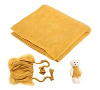 CFTGIW 3Pcs Baby Photography Props Hat Blanket Wrap Toy Set Costume Clothes for Newborn InfantCoffee to on for Suit and Material High Made of Soft Wool Comfortable Baby Photography (Yellow)