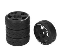 CFTGIW 4 PCS 1/8 GT RC Wheels Strong Grip Road Racing Tires Wear Resistant On Road Wheels with 17mm Adapter Black Racing Please On the Car Is Set Applicable This for RC 1/8 GT (Black)