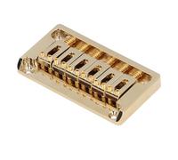 CFTGIW 6 String Electric Guitar Bridge Kit Brass Through Body Non Tremolo Guitar Bridge with Wrench for ST Kit ST Style 6 String Electric Kit6 (Gold)