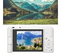 CFTGIW 80MP 5K Digital Camera with 18x Zoom, Flip Screen, LED Fill Light, Ideal for Vlog Beginners, Travel Photographers, Family Memories, Time Lapse, Burst Mode, Loop Recording (White)