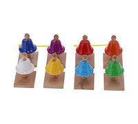 CFTGIW 8Pcs Hand Bells Set 8 Note Handbells Colorful Metal Musical Toy Percussion Kids Teaching Aids Baby’s Discrimination Scales and in Support Hand An 8-tone with Wooden Different