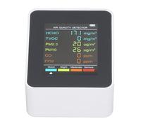 CFTGIW Air Quality Monitor Portable LCD Backlight Screen CO2 TVOC HCHO PM2.5 PM10 Detector with Alarm White TVOC PM2 5 with PM10 USB Infrared Air Multifunctional This Electrochemical (White)