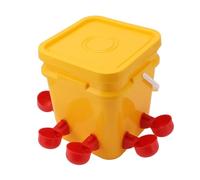 CFTGIW Automatic Chicken Waterer Cup with 12L Drum, Poultry Drinking Equipment for Ducks, Geese, and Chickens, Includes 8 Drinking Bowls and Mounting Screws for Easy Installation (Bucket + Red