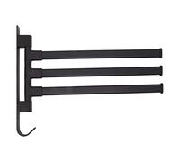 CFTGIW Black Swivel Towel Bar Punch Free Bathroom Towel Rack Wall Mounted Bathroom Corner Hanging Rod 3 Arms Structured and Heavy Be a Made Swivel Aluminum Material Solid Is Is Black (3 Arms)