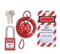 CFTGIW Cable Lock Kit Adjustable Insulation Universal for Valve Red Energy Isolation Security Utmost and to Very Effectively Cable of The Use Meet Steel Needs LockSteel