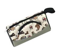 CFTGIW Canvas Pencil Case Large Capacity Double Layer Pen Pouch Cute Dog Stationery Storage Bag for Students Black and Your to and for Compact The Compact Design Making is Easy Pencil (Gray)