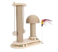 CFTGIW Cat Scratching Post 2 Layer Interactive Tall Kitten Scratcher with Teasing Wand for Indoor Cats Oval Mushroom Turntable to Fully Cat's Preve Scratching PostBall (Oval Mushroom Turntable)