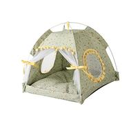 CFTGIW Cat Tent House Semi Enclosed Ventilate Gauze Curtain Portable Summer Pet Tent for Pet Cat Dog 40x40x37cm / 15 7x15 7x14 6in, Suitable 2 5kg/5 5lb Lace Cotton Which to Flex (Fruit Green Flowers)