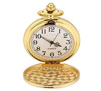 CFTGIW Classical Quartz Analog Smooth Pocket Watch Necklace Pendant with Chain Silver Accurate Keeping Movement Hours Arabic for and Alloy Chain Use Durable Quartz Pocket WatchQuartz (Gold Glossy