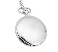 CFTGIW Classical Quartz Analog Smooth Pocket Watch Necklace Pendant with Chain Silver Accurate Keeping Movement Hours Arabic for and Alloy Chain Use Durable Quartz Pocket WatchQuartz (Silver Glossy