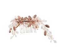 CFTGIW Crystal Pearl Bride Wedding Hair Comb Elegant Bendable Pearl Hair Pieces Bridal Wedding Accessories Gold Flowers By with Will Bride Adorned [Elegant Decoration] (Rose Gold)