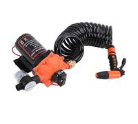 CFTGIW Deck Wash Pump Kit 7.5 GPM 80 PSI Heavy Duty Marine RV Water Pump with Built in Filter for Boats Travel Trailers Yachts Orange Metal Construction