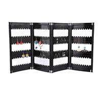 CFTGIW Foldable 4-Panel Jewelry Holder Earrings Display Stand Ear Studs Storage Rack () necklaces. Can Jewelries Panel More for a Earrings Bracelets 120 Display Is Handy Size (Black)