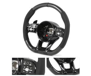 CFTGIW For AMG Performance Carbon Fiber Steering Wheel Replacement For A/B/C/E/S/G/GLC/GLE Class C63 E63 2010+ Underlines Sportiness Flattened the 3K Great Performance For AMG and