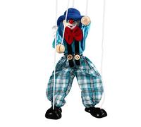 CFTGIW Funny Colorful Pull String Puppet Vintage Clown Wooden Marionette Handcraft Toys Joint Activity Doll Kids Gifts You the Play Below Arms Toy This Baby Very String to Funny (blue)